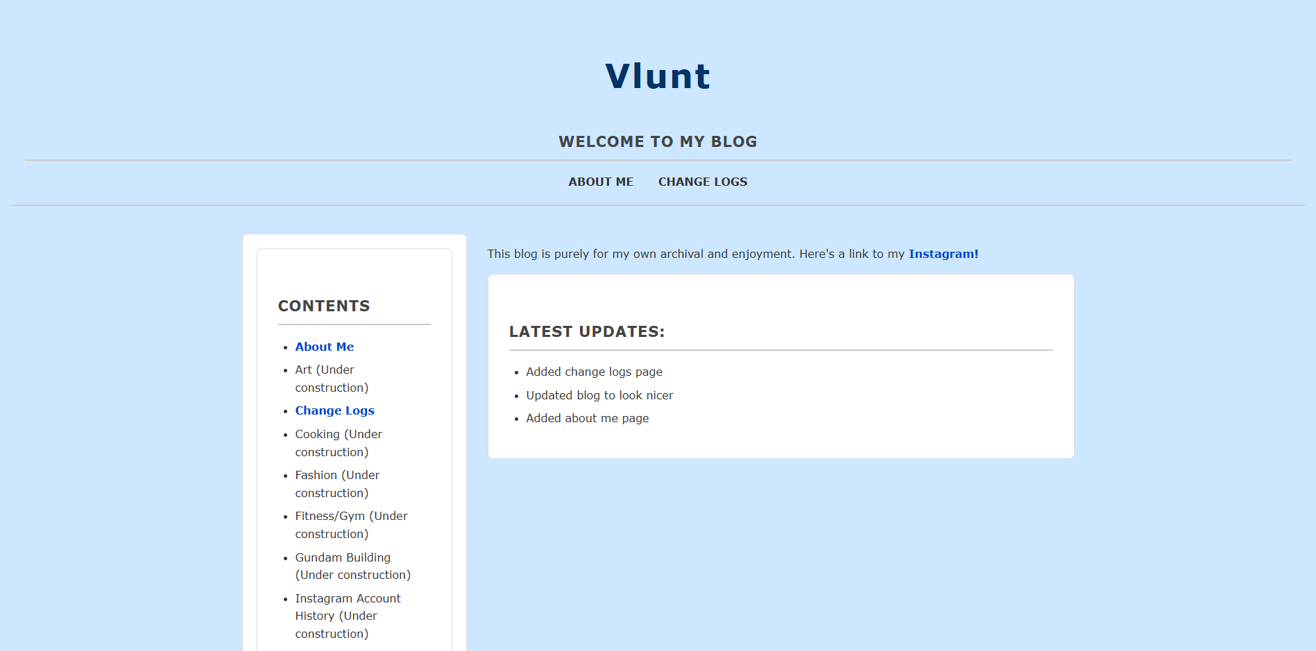 Screenshot of website version 1.22