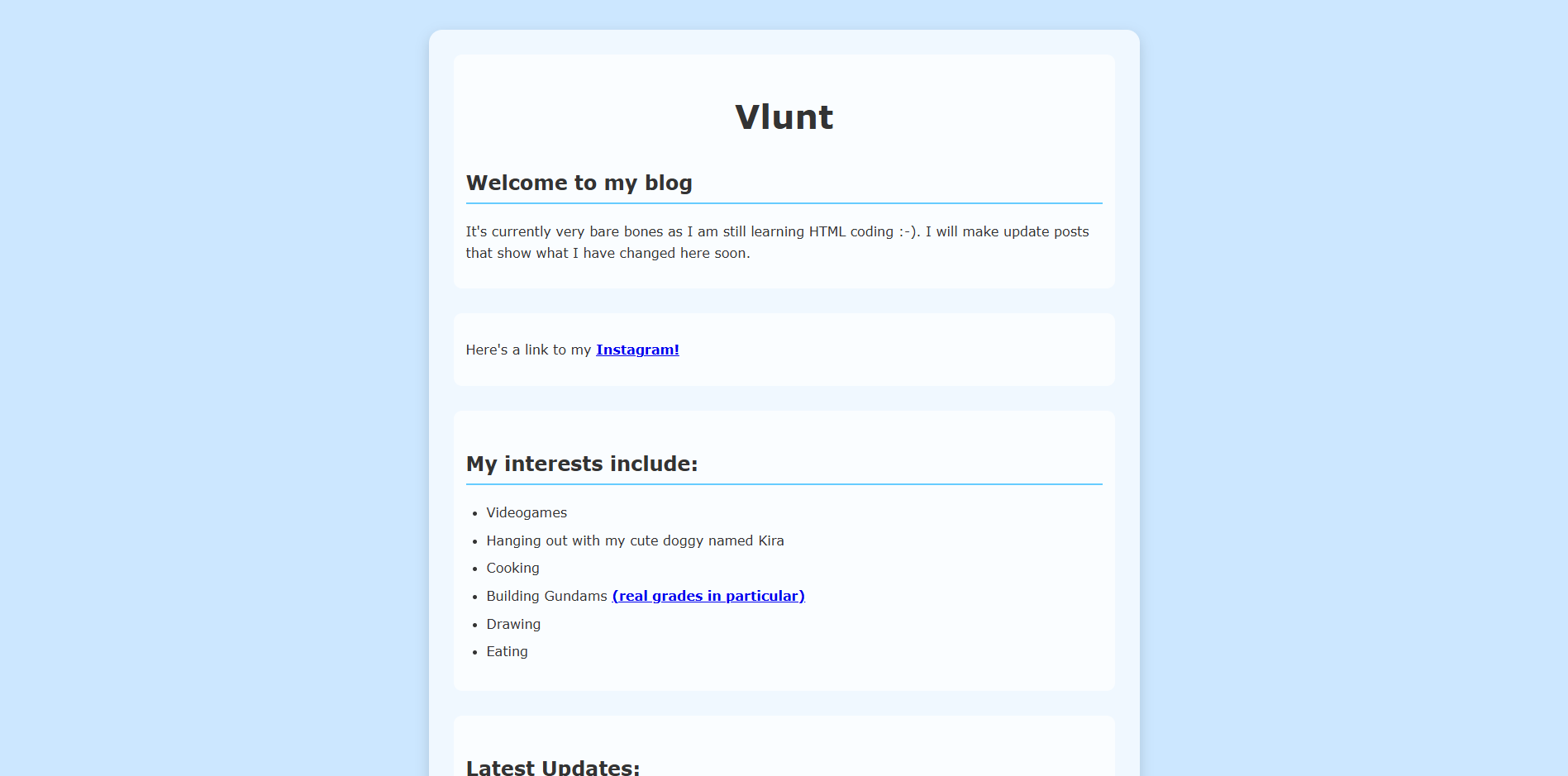 Screenshot of website version 1.2